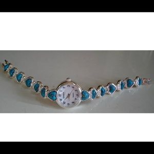 WOMEN'S FAUX TURQUOISE HEART DESIGN FASHION WRIST DRESSY/CASUAL WATCH
